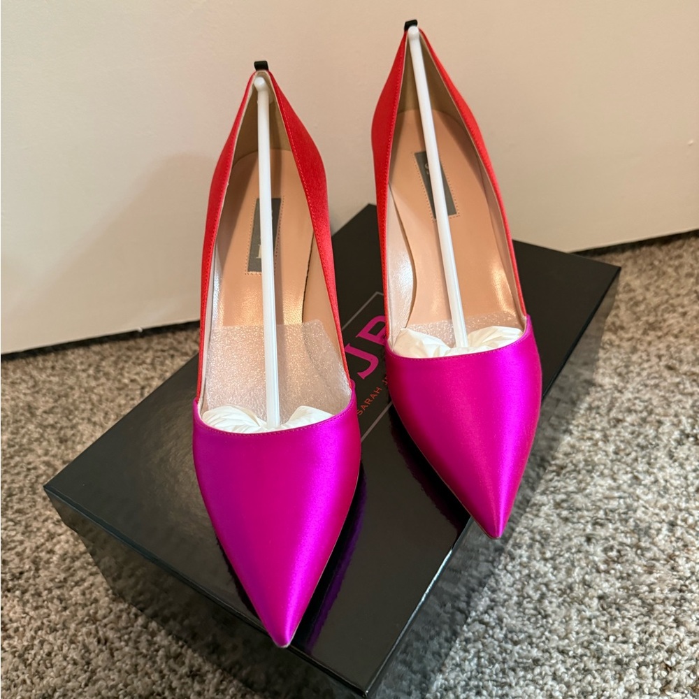 SJP by Sarah Jessica Parker red and pink heels - Picture 3 of 8